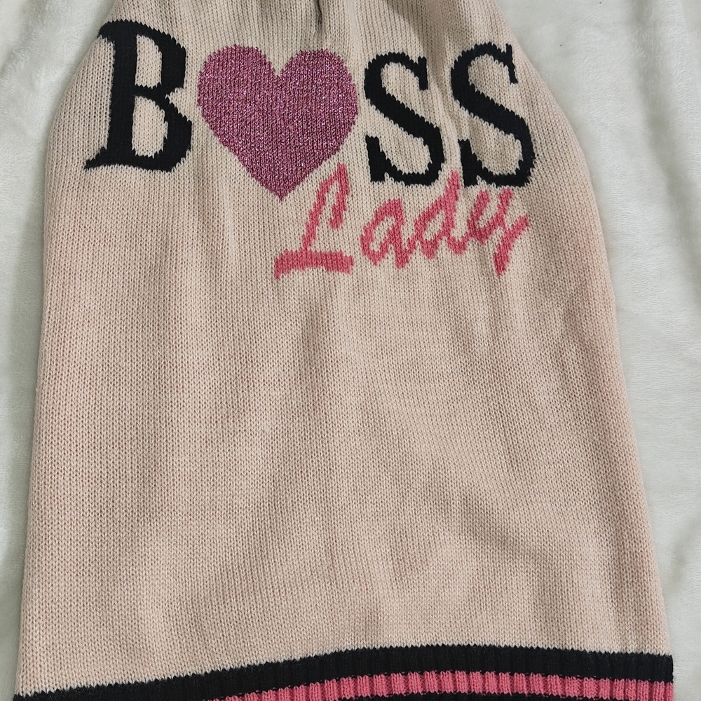 Vibrant Pink & Black 'Boss Lady' Knit Dog Sweater - Picture 2 of 5